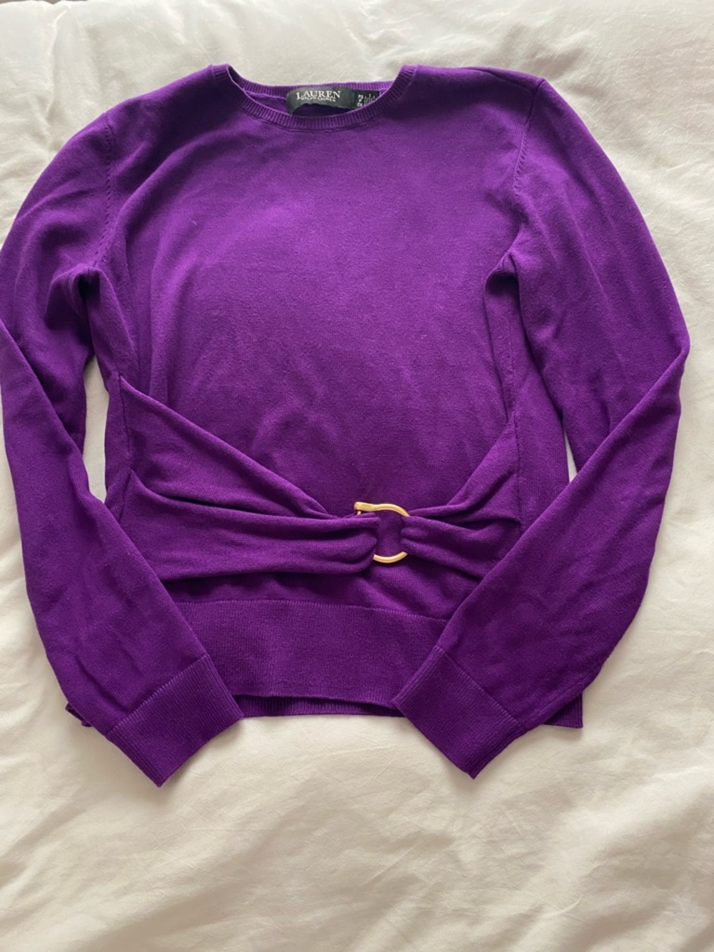 Lauren Ralph Lauren Purple Knot Front Sweater PS